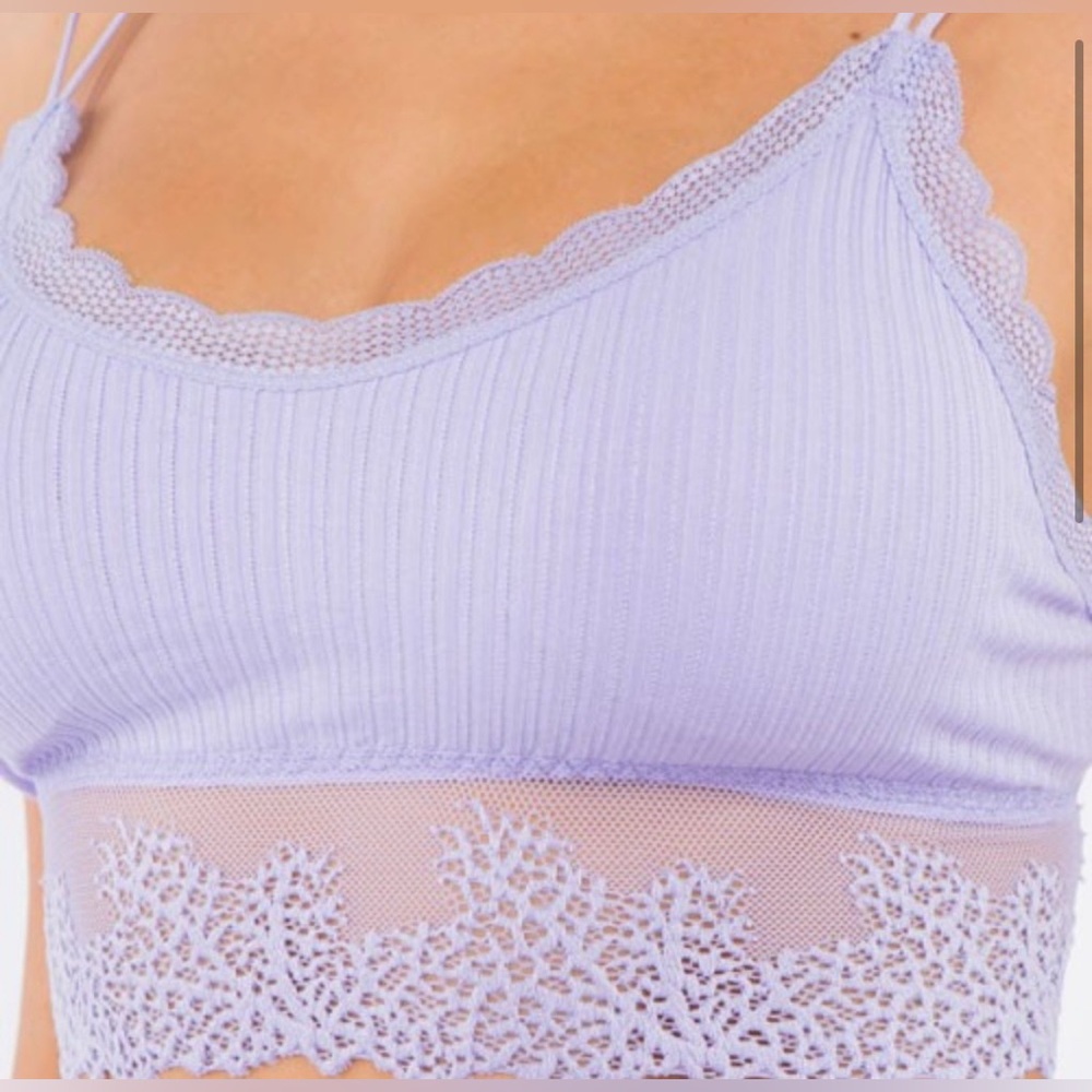 Lavender & Black Lace Bralette Size M/L - Picture 3 of 3